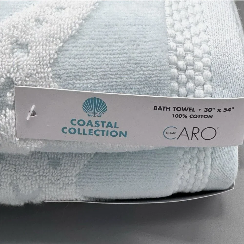 4pc Caro Home Light Blue Starfish 2 Bath 2 Hand Towel Set Ocean Coastal Beach